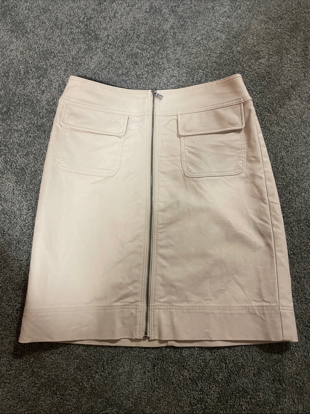 Ann Taylor Loft 00P khaki tan Front-Zip Pencil Skirt